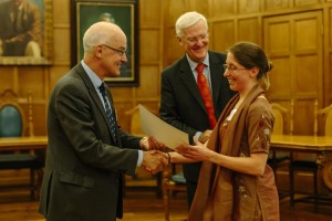 Dr Lucy Tallents receives her second certificate as an OxTALENT winner