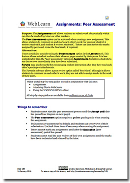 guide for using peer assessment in the Assignments tool