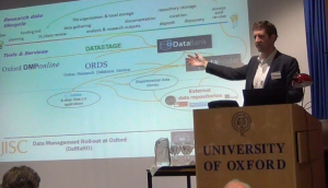 James Wilson presenting the pilot Oxford research data management infrastructure