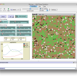 The NetLogo predator-prey ecosystem model we often use to introduce the key concepts of agent-based modelling