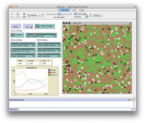 The NetLogo predator-prey ecosystem model we often use to introduce the key concepts of agent-based modelling