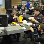 News cameras with contributors and volunteer